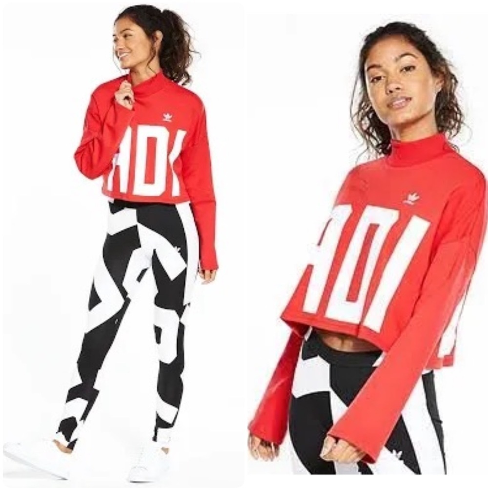 ADIDAS Originals Women’s Bold Age Cropped 100% Cotton Oversized Sweatshirt Sz M - Picture 2 of 15